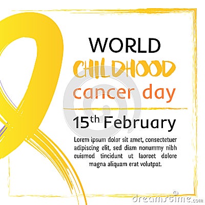 15 of February World Childhood Cancer Day vector illustration. Tape for the World Children`s Day cancer patients Vector Illustration