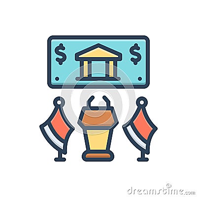 Color illustration icon for Fed, government and economy Cartoon Illustration