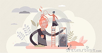 Fed up family couple relationships, flat tiny person vector illustration Vector Illustration