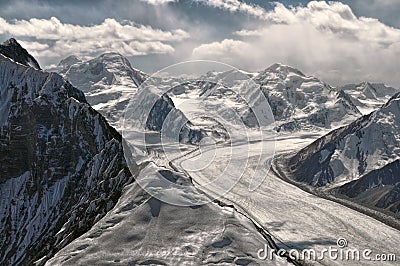 Fedchenko glacier in Tajikistan Stock Photo
