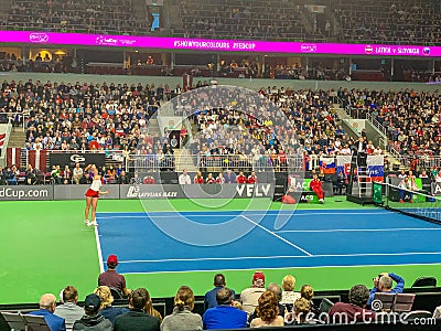 FEDCUP BNP Paribas, The World Cup of Tennis World Group II First Round game Editorial Stock Photo