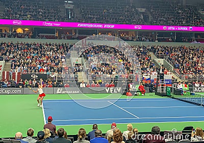 FEDCUP BNP Paribas, The World Cup of Tennis World Group II First Round game Editorial Stock Photo