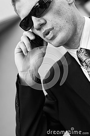 Federal agent receiving information Stock Photo