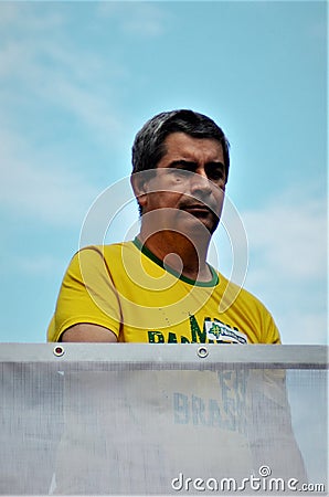 Federal deputy Colonel Tadeu on the stage of the demonstration by the printed and auditable vote Editorial Stock Photo