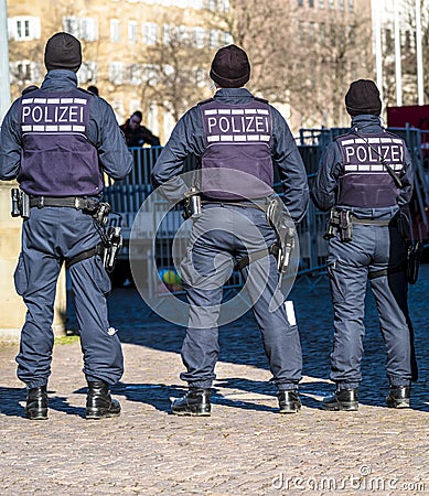 German Federal police officer protecting the city Editorial Stock Photo