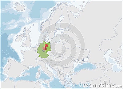 The Federal Republic of Germany location on Europe map Vector Illustration