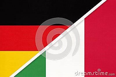 Federal Republic of Germany vs Italy, symbol of two national flags. Relationship between european countries Stock Photo
