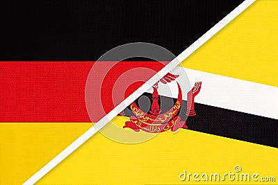 Germany vs Brunei, symbol of two national flags. Relationship between European and Asian countries Stock Photo