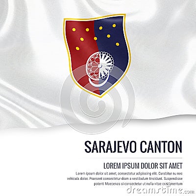 Federation of Bosnia and Herzegovina state Sarajevo Canton flag. Cartoon Illustration