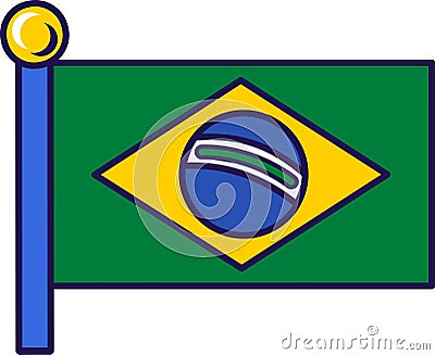 Federative republic of brazil flag flagpole vector Vector Illustration