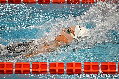 Federica Pellegrini swimmer wins 200mt backstroke final during 7th Trofeo citta di Milano swimming Editorial Stock Photo