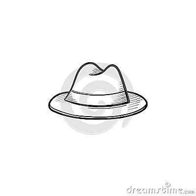 Fedora hat hand drawn sketch icon. Vector Illustration