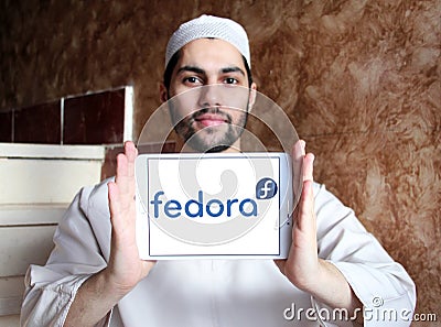 Fedora operating system logo Editorial Stock Photo