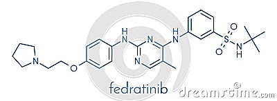 Fedratinib cancer drug molecule. Skeletal formula. Vector Illustration