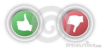 Feedback buttons with hand showing approval or disapproval Vector Illustration