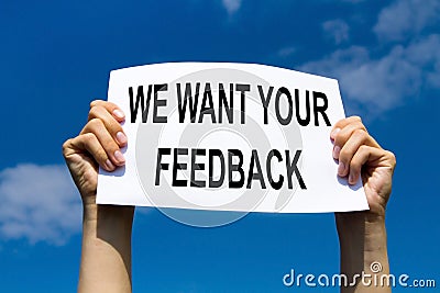 Feedback concept, sign in hands Stock Photo