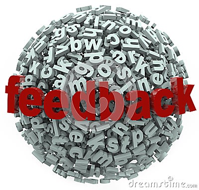 Feedback 3D Sphere Letters Input Comments Stock Photo