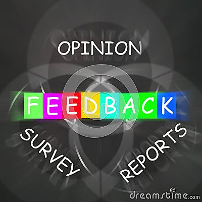 Feedback Displays Reports and Surveys of Opinions Stock Photo