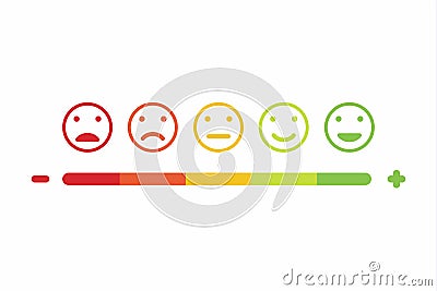 Feedback emoticon smile flat design icon set. Vector Illustration