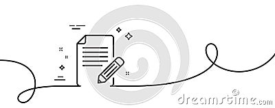 Feedback line icon. Page with pencil sign. Continuous line with curl. Vector Stock Photo
