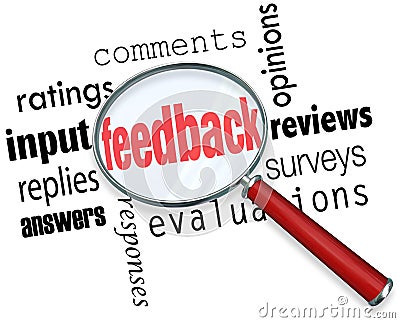 Feedback Magnifying Glass Input Comments Ratings Reviews Stock Photo