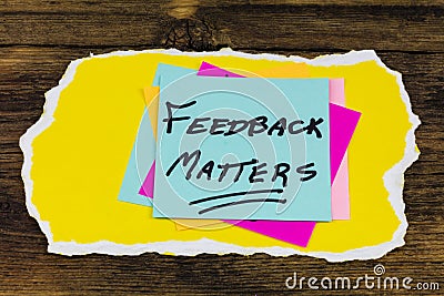 Feedback matters business customer opinion survey communication review Stock Photo