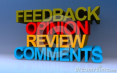 feedback opinion review comments on blue Stock Photo