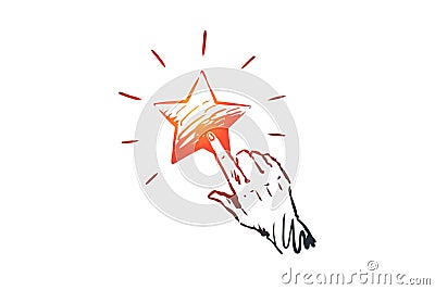 Feedback, star, service, quality, mark concept. Hand drawn isolated vector. Vector Illustration