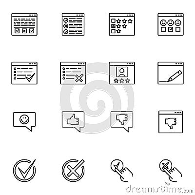 Feedback, testimonials line icons set Vector Illustration