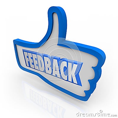 Feedback Word Blue Thumb Up Positive Comments Stock Photo