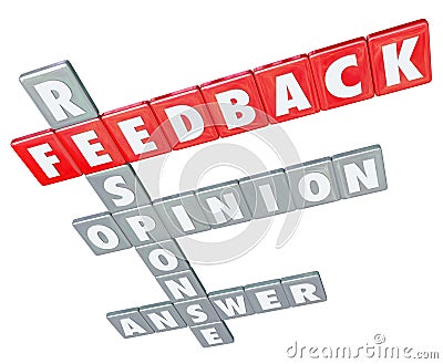 Feedback Word Letter Tiles Response Opinion Answer Rating Stock Photo