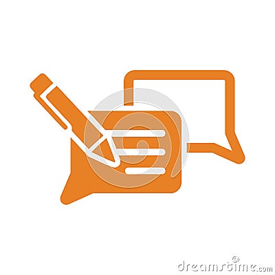 Feedback, writing, editing, text icon. Orange vector design Vector Illustration