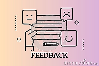 Satisfaction feedback with emoticon concept Vector Illustration