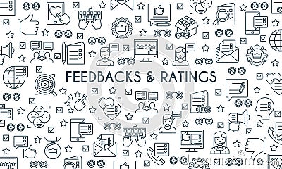 Feedbacks and ratings banner Vector Illustration