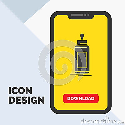 feeder, bottle, child, baby, milk Glyph Icon in Mobile for Download Page. Yellow Background Vector Illustration
