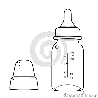 Feeding Bottle or Baby bottle for infants and young children vector Vector Illustration