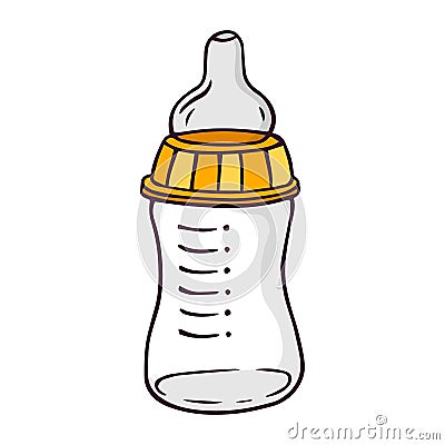 Feeding-bottle, bright vector children illustration Vector Illustration