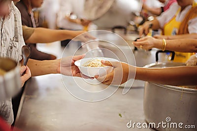Feeding concept, Food donation, Helping people in society Stock Photo