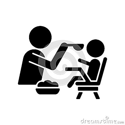 Feeding in highchair black glyph icon Vector Illustration