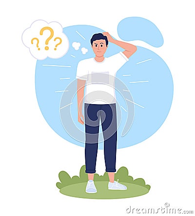 Feeling confused 2D vector isolated illustration Vector Illustration