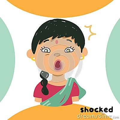 Feelings flashcard learning English for toddlers Vector Illustration