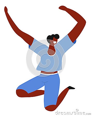 Feeling and emotion, jumping happy man, cheerful guy Vector Illustration