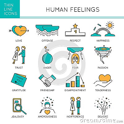 Feelings and emotions set Vector Illustration