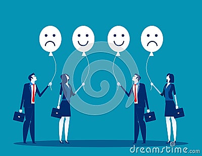 Feelings of the employees. Concept business vector. Feel, Business people, balloons Vector Illustration