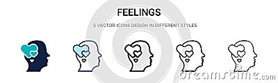 Feelings icon in filled, thin line, outline and stroke style. Vector illustration of two colored and black feelings vector icons Vector Illustration