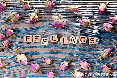 Feelings on wooden cube Stock Photo