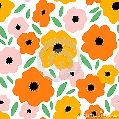 It feels like summer, beautiful bright flowers vector seamless pattern Vector Illustration