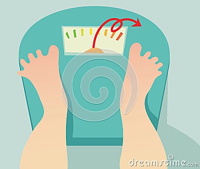 Feet on a bathroom scale Vector Illustration