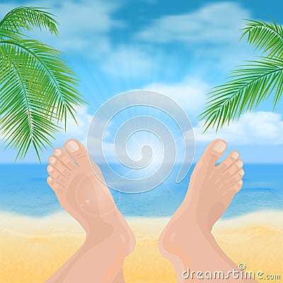 Feet on the beach Vector Illustration