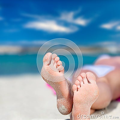 Feet on the beach Stock Photo